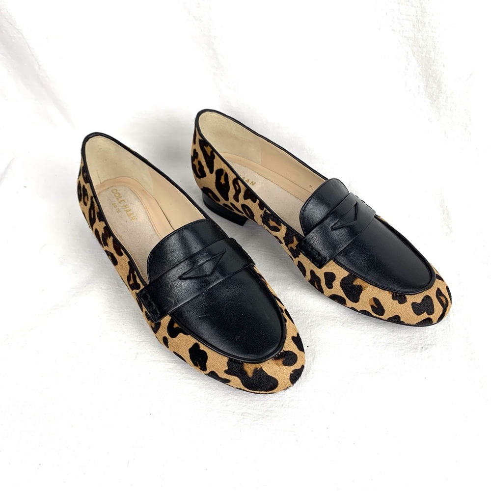 COLE HAAN “The Go To Pearson” Genuine Calf Hair Leopard Print Flats Loafers sz 6 - Picture 1 of 11